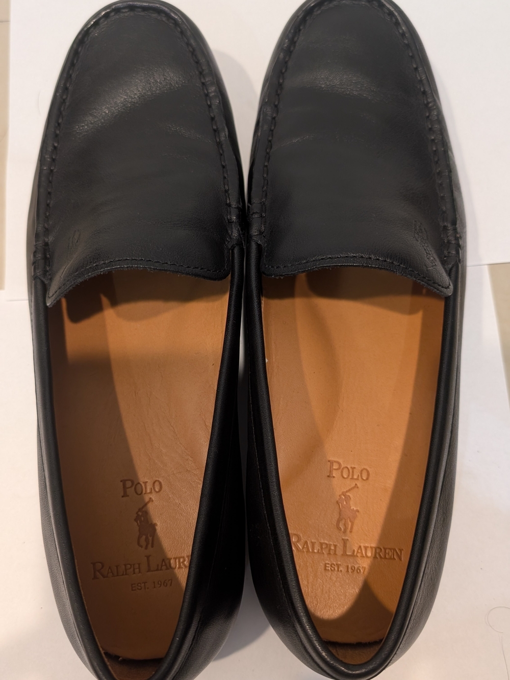 Polo by Ralph Lauren Black Leather Slip-On Loafers(Authentic)